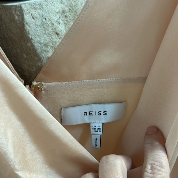 Reiss Pepa Satin Champagne Midi Dress - Picture 3 of 8